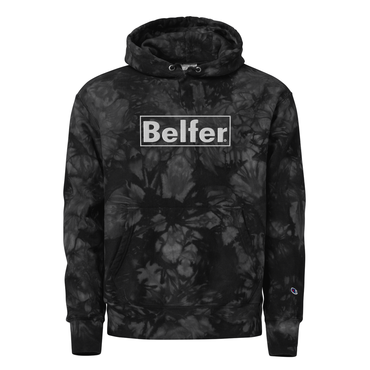 Belfer® Heavyweight Tie-Dye Hoodie Black Front — Belfer® Premium Streetwear UK