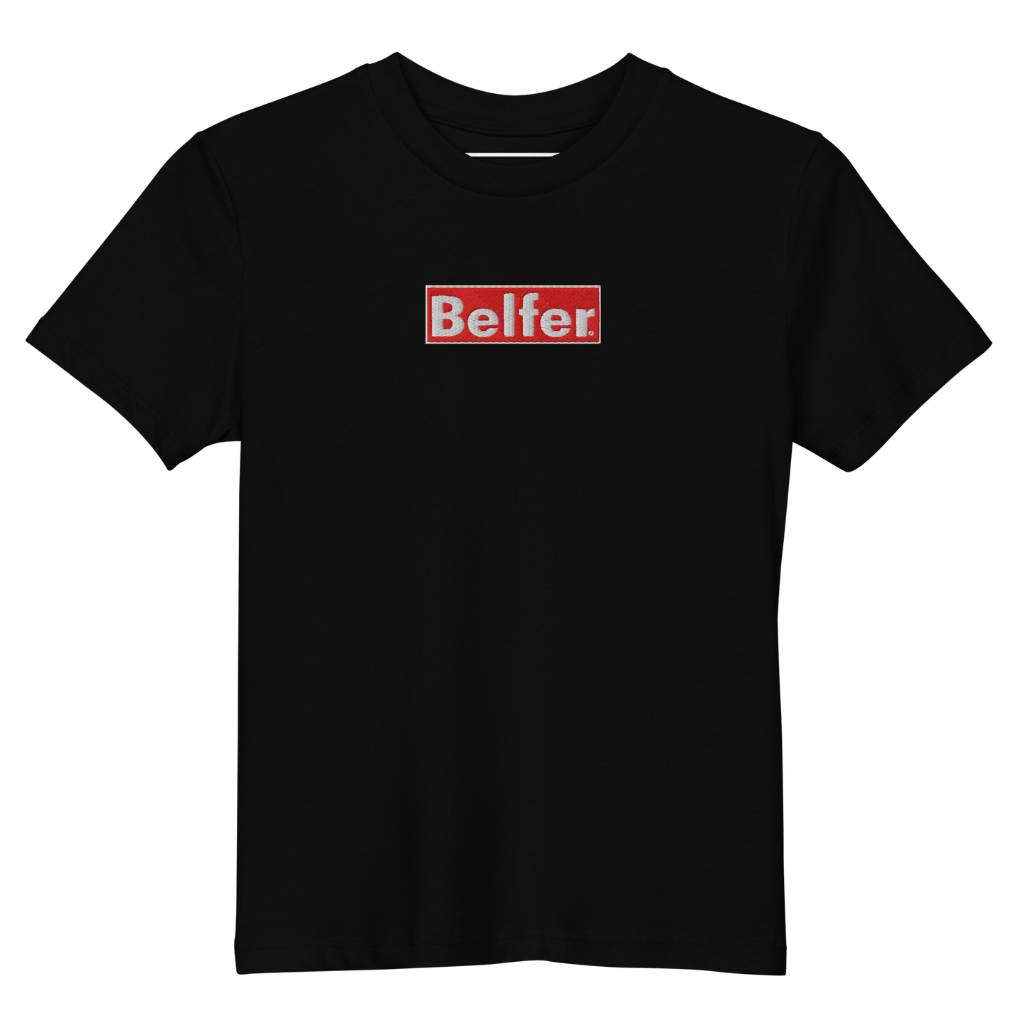 Belfer® Organic Cotton Kids T-Shirt Black Front — Belfer® Premium Kids Streetwear UK