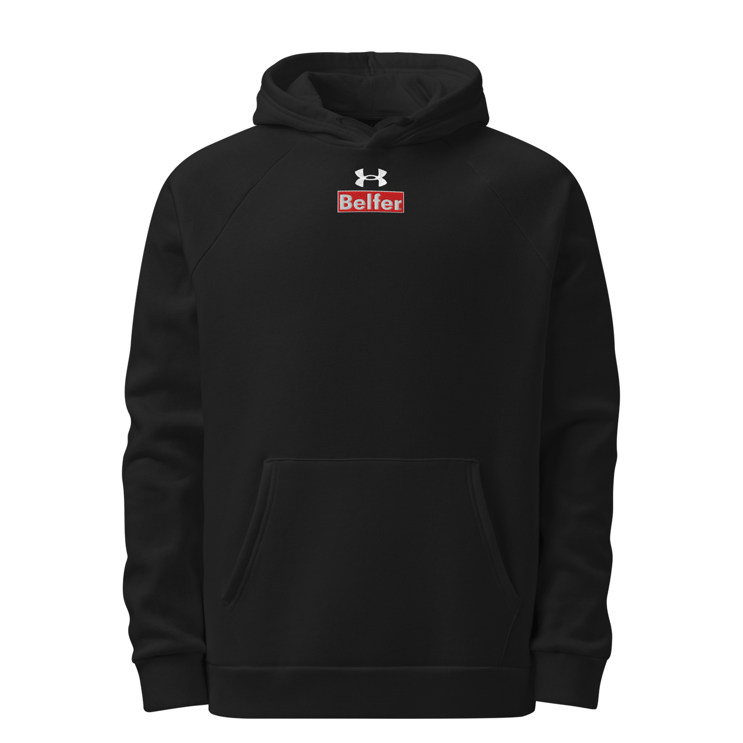 Belfer® Sport Box Logo Hoodie Black Front — Belfer® Premium Streetwear UK