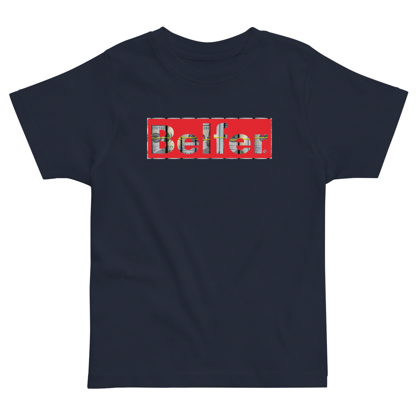 Belfer® Toddler Jersey T-Shirt Navy Front — Belfer® Premium Kids Streetwear UK