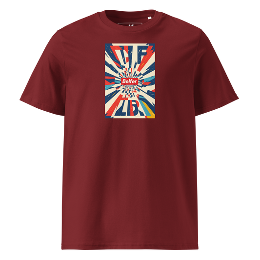 Belfer® Unisex Organic Cotton T-Shirt Burgundy Front — Belfer® Premium Streetwear UK
