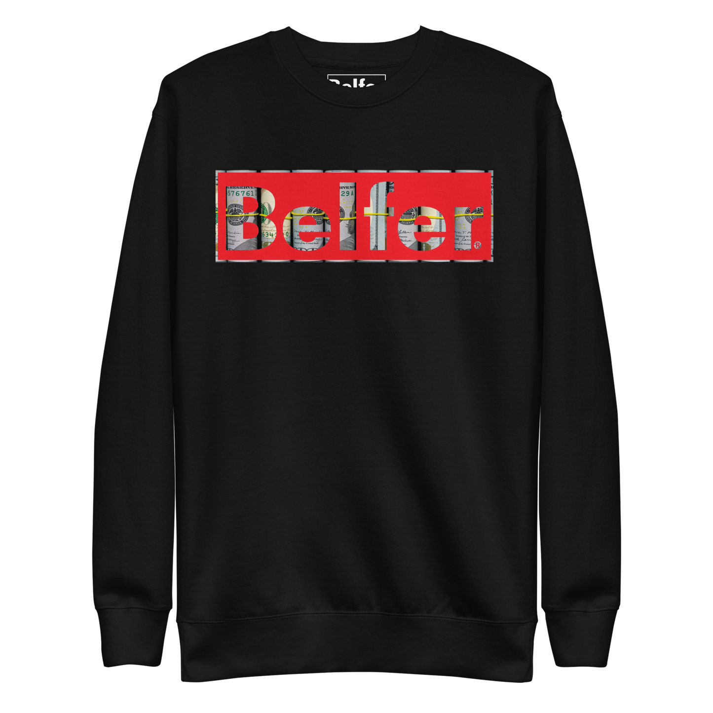 Belfer® Unisex Premium Sweatshirt Black Front — Belfer® Premium Streetwear UK