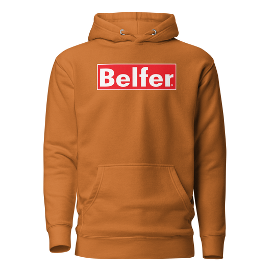 Belfer® Box Logo Premium Hoodie Adobe Front — Belfer® Premium Streetwear UK