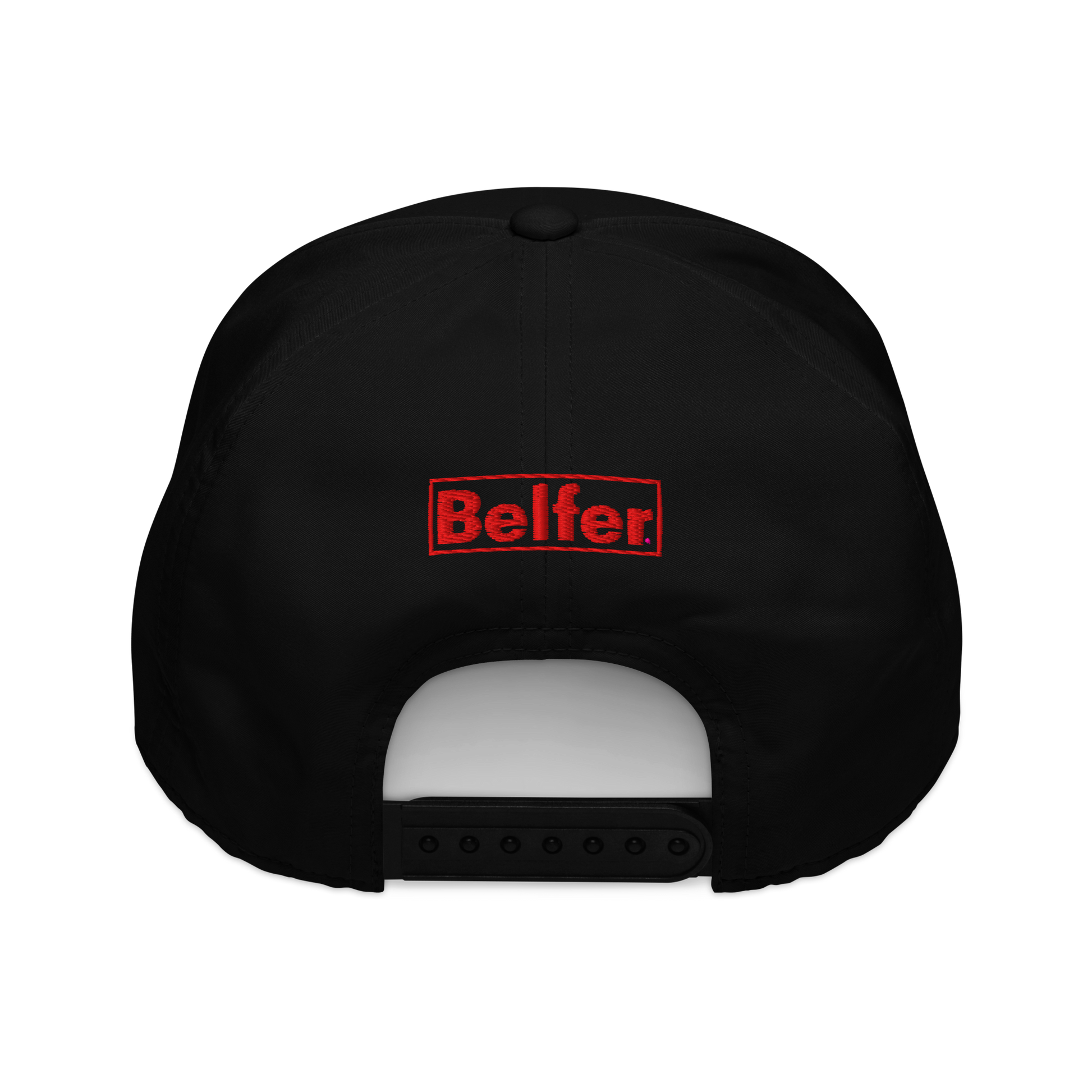 Belfer® Classic Hat Red Logo Black Back — Belfer® Premium Streetwear UK
