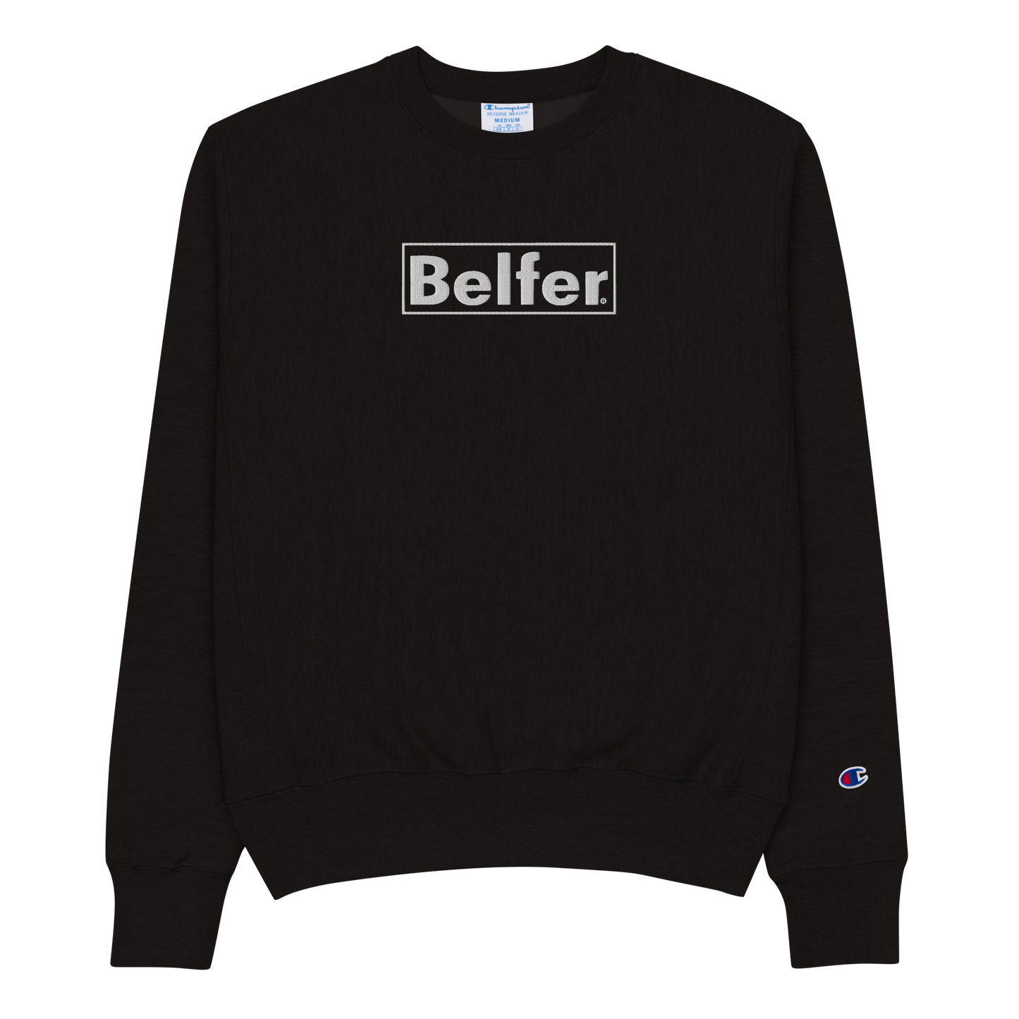 Belfer® Heavyweight Crewneck Sweatshirt Black Front — Belfer® Premium Streetwear UK