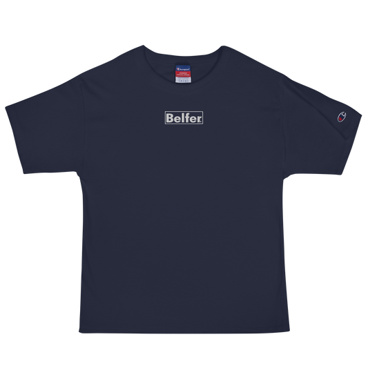 Belfer® Heavyweight Oversized T-Shirt Navy Front — Belfer® Premium Streetwear UK