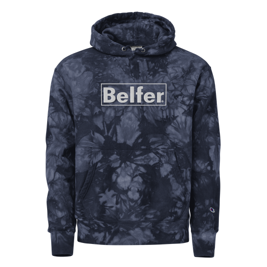 Belfer® Heavyweight Tie-Dye Hoodie Navy Front — Belfer® Premium Streetwear UK