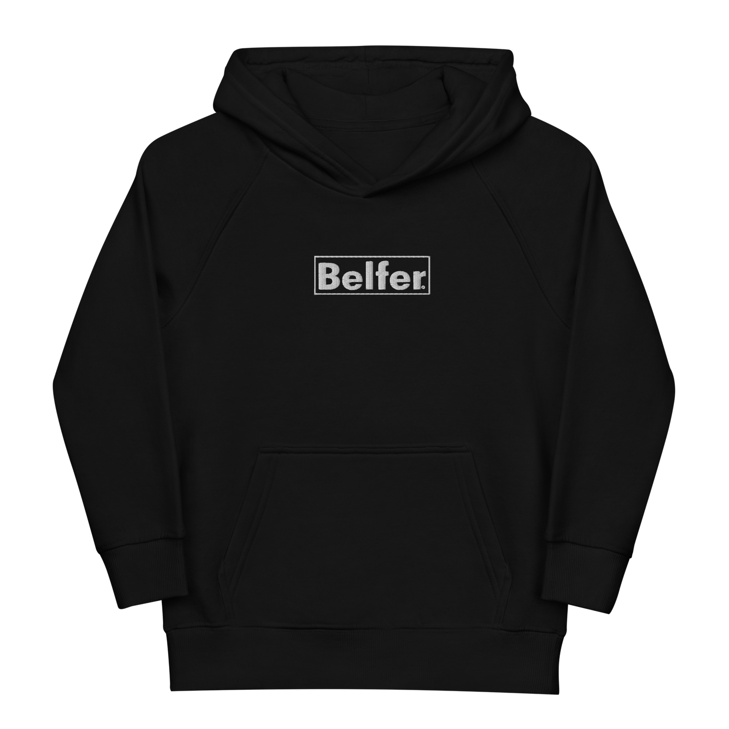 Belfer® Kids Eco Hoodie Black Front — Belfer® Premium Kids Streetwear UK