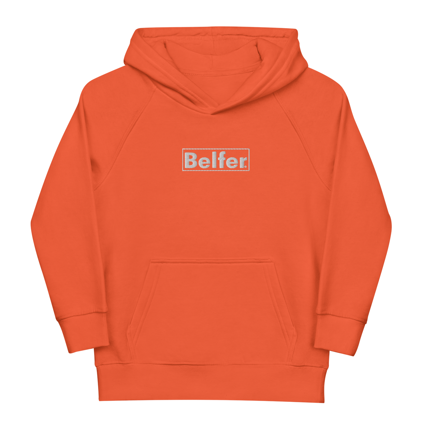 Belfer® Kids Eco Hoodie Burnt Orange Front — Belfer® Premium Kids Streetwear UK