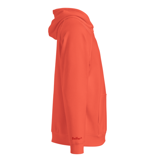 Belfer® Lion Crest Unisex Eco Hoodie Burnt Orange Side — Belfer® Premium Streetwear UK