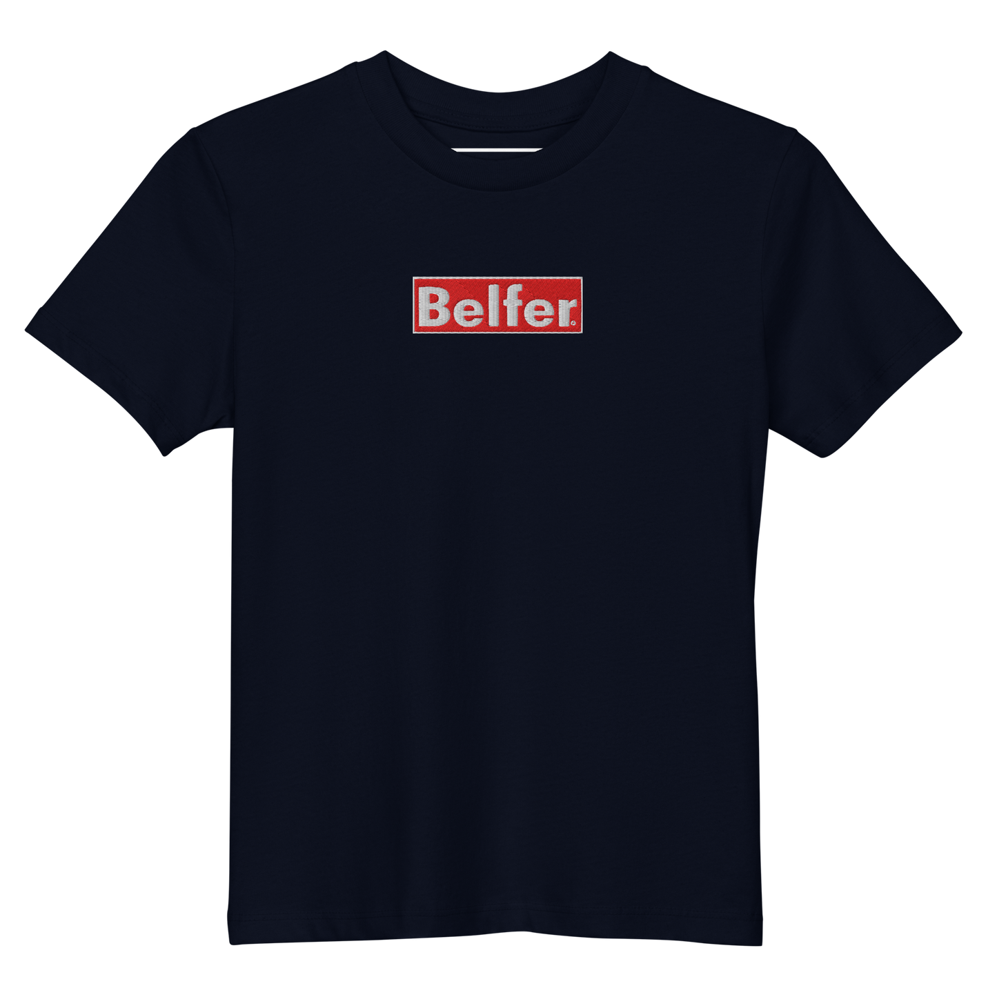 Belfer® Organic Cotton Kids T-Shirt French Navy Front — Belfer® Premium Kids Streetwear UK