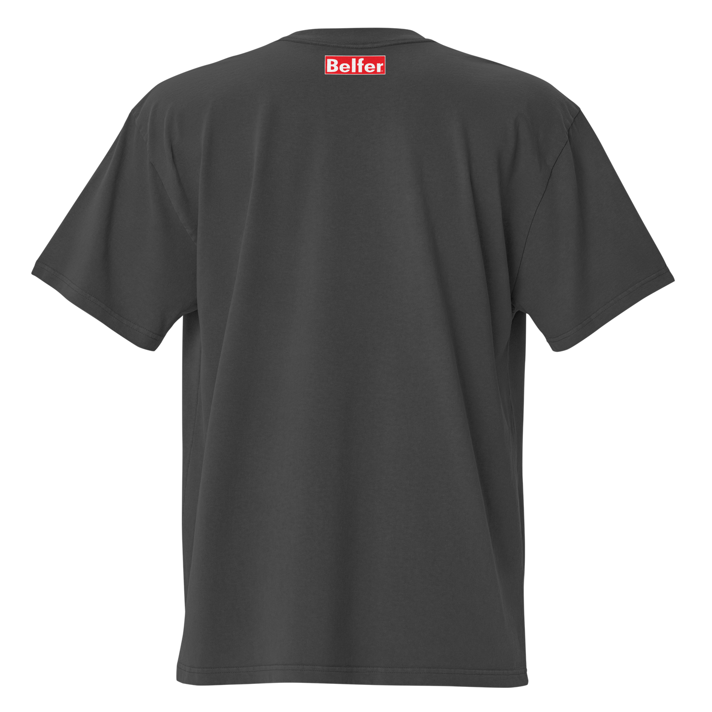 Belfer® Oversized Faded T-Shirt Faded Black Back — Belfer® Premium Streetwear UK