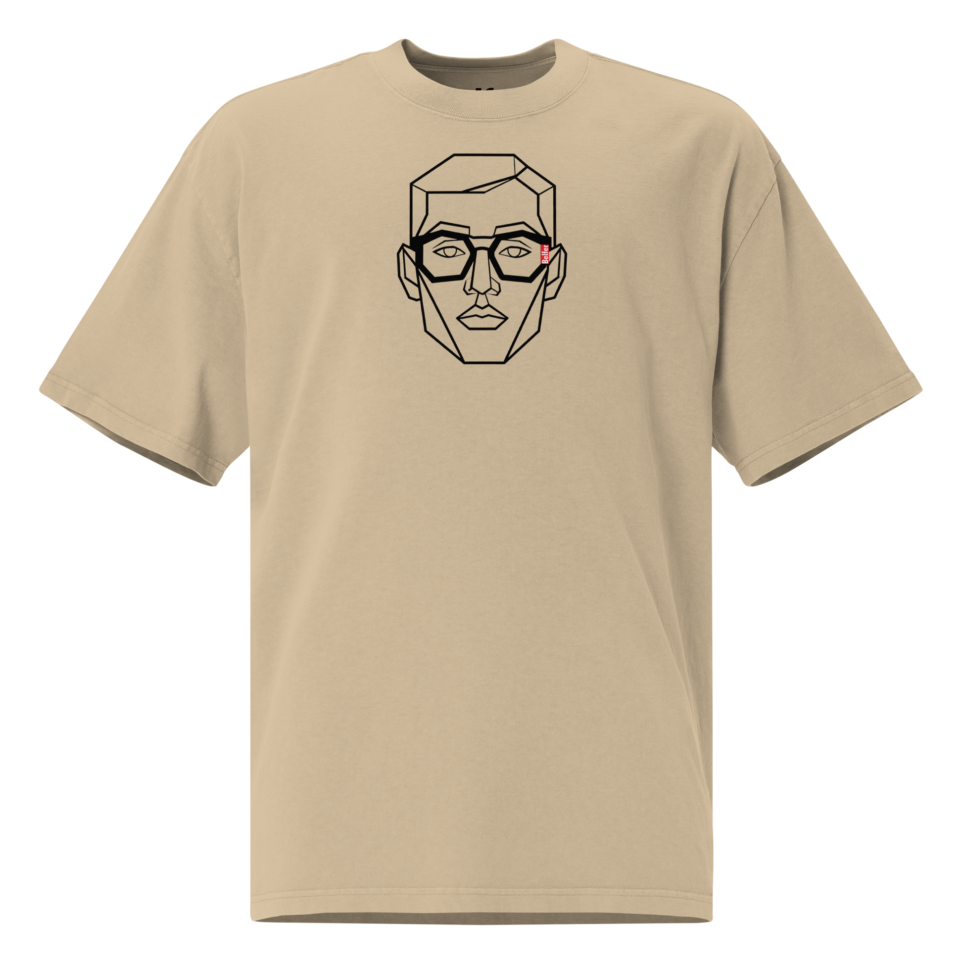 Belfer® Oversized Faded T-Shirt Faded Khaki Front — Belfer® Premium Streetwear UK