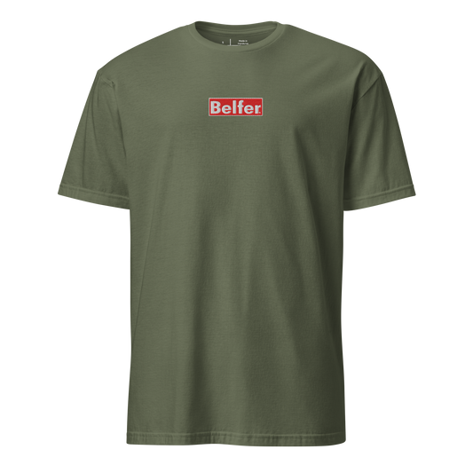 Belfer® Short-Sleeve Unisex T-Shirt Military Green Front — Belfer® Premium Streetwear UK