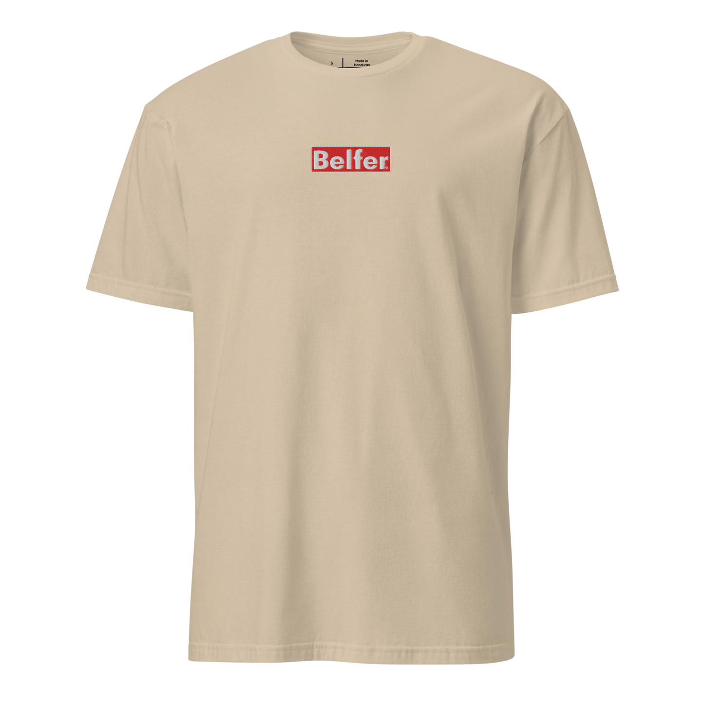 Belfer® Short-Sleeve Unisex T-Shirt Sand Front — Belfer® Premium Streetwear UK