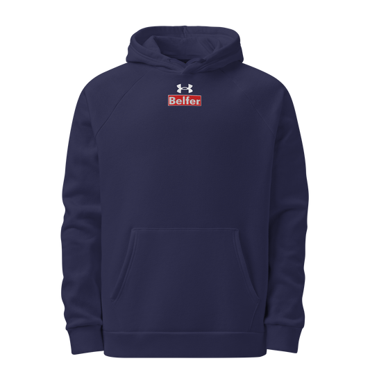 Belfer® Sport Box Logo Hoodie Navy Front — Belfer® Premium Streetwear UK