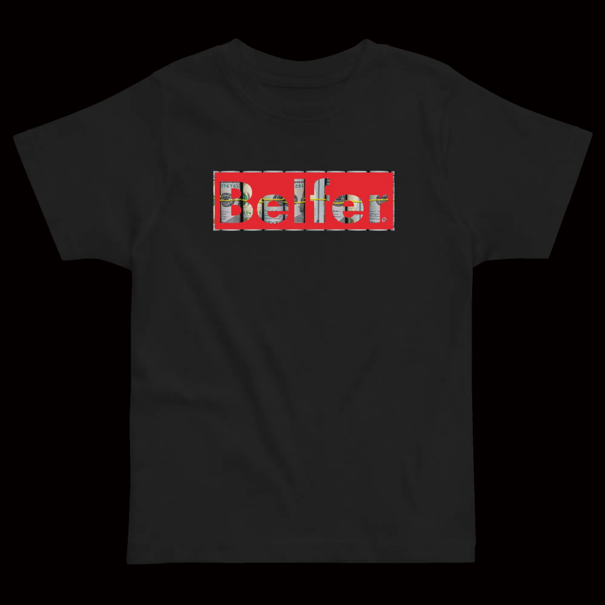 Belfer® Toddler Jersey T-Shirt Black Front — Belfer® Premium Kids Streetwear UK