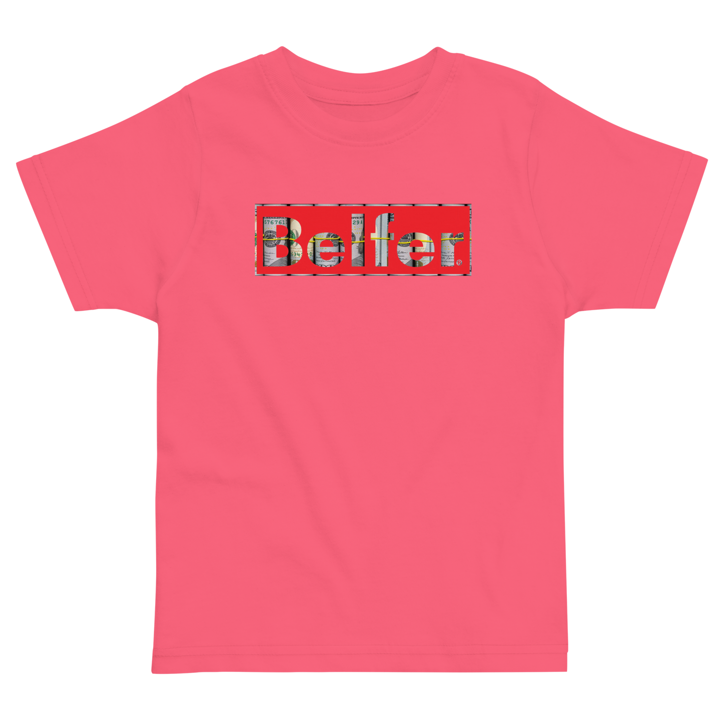 Belfer® Toddler Jersey T-Shirt Hot Pink Front — Belfer® Premium Kids Streetwear UK
