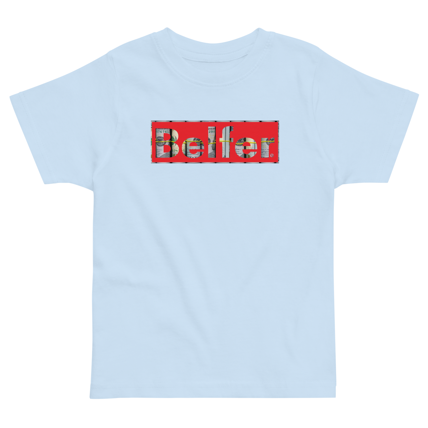 Belfer® Toddler Jersey T-Shirt Light Blue Front — Belfer® Premium Kids Streetwear UK
