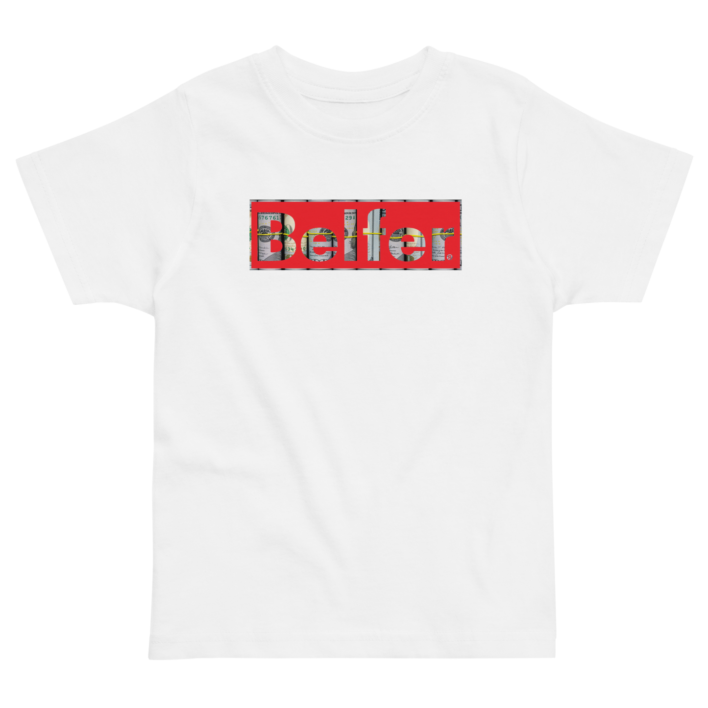Belfer® Toddler Jersey T-Shirt White Front — Belfer® Premium Kids Streetwear UK