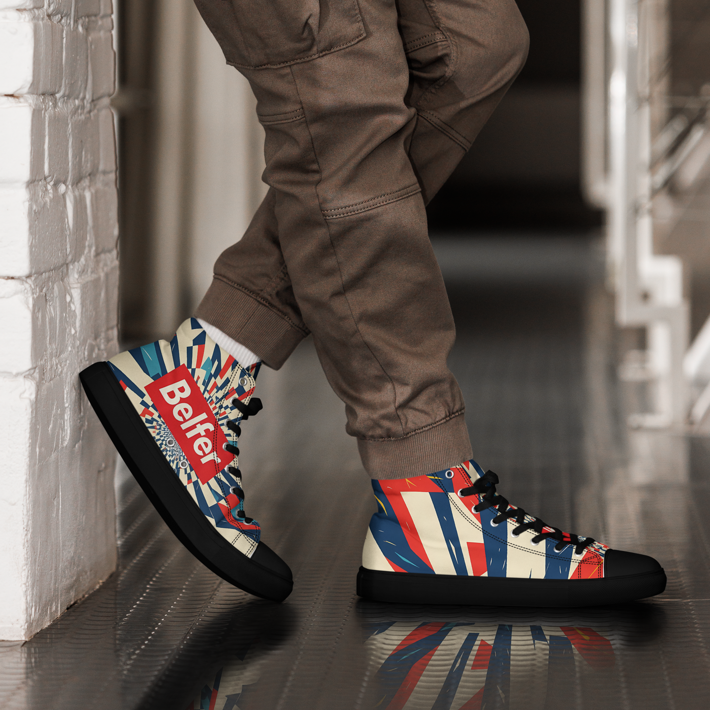 Belfer® Unisex High Top Canvas Shoes Black Side — Belfer® Premium Streetwear UK