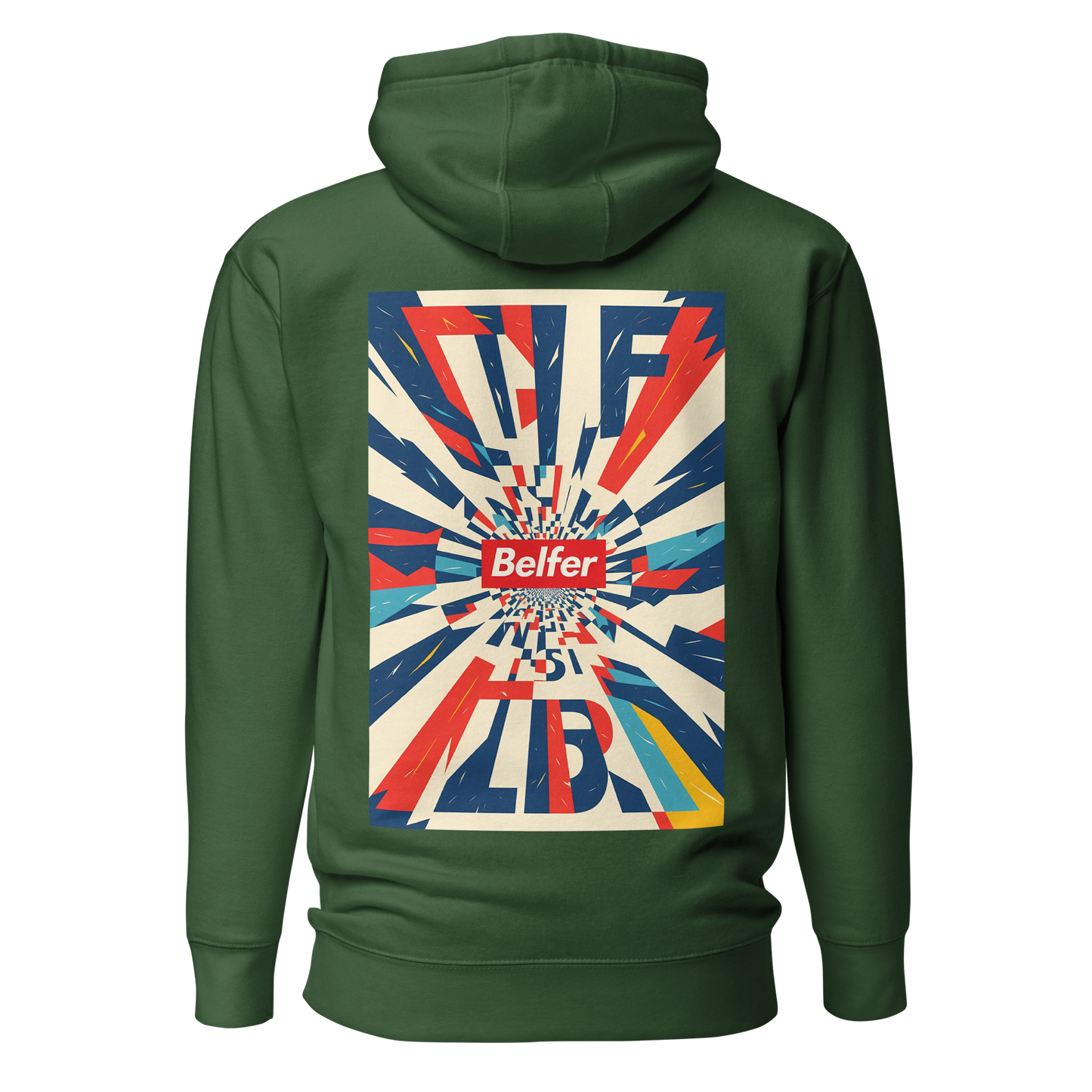 Belfer® Unisex Hoodie Forest Green Back — Belfer® Premium Streetwear UK