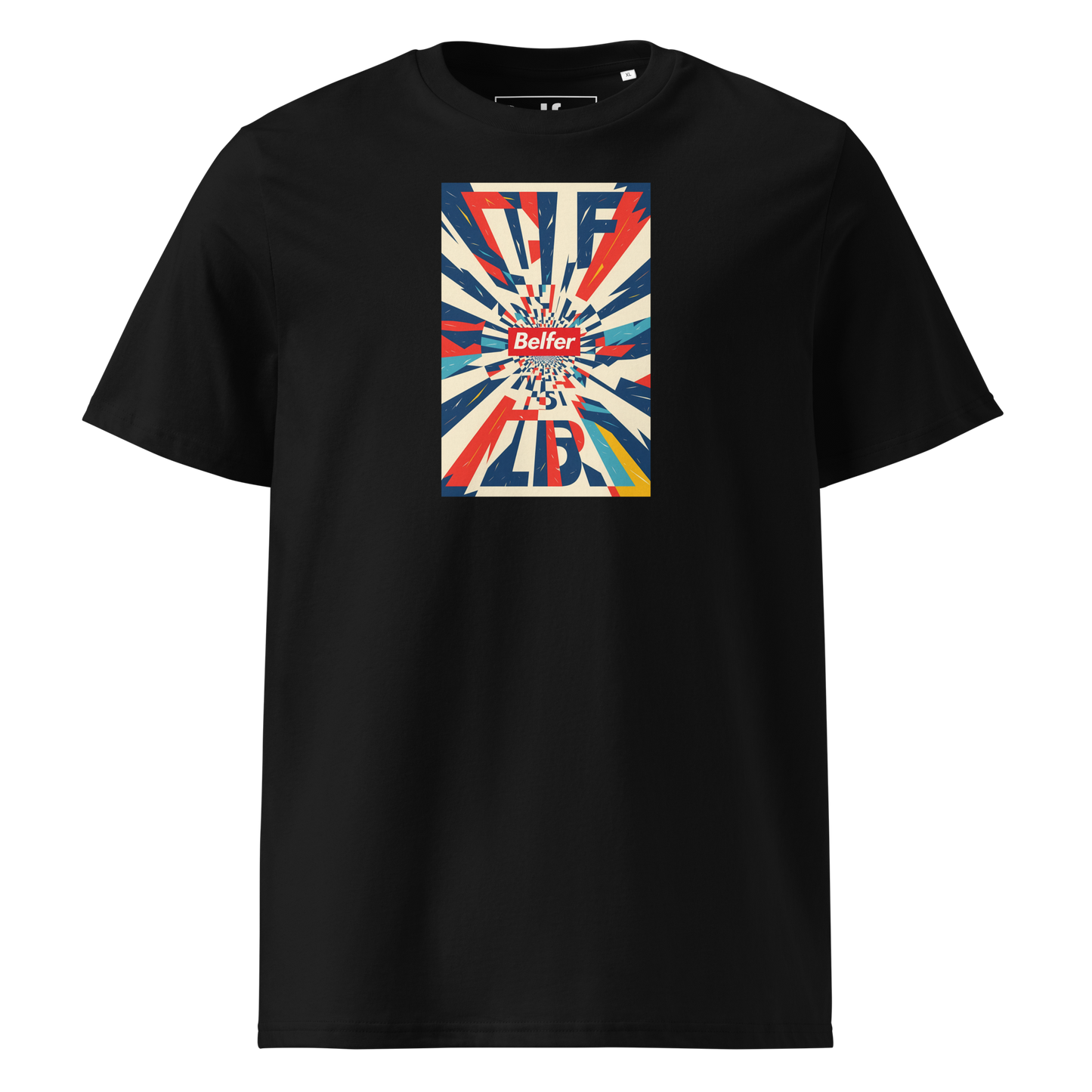 Belfer® Unisex Organic Cotton T-Shirt Black Front — Belfer® Premium Streetwear UK