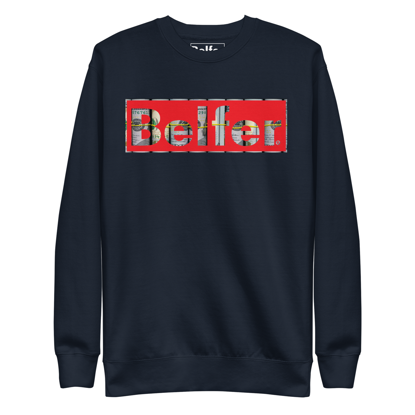 Belfer® Unisex Premium Sweatshirt Navy Blazer Front — Belfer® Premium Streetwear UK