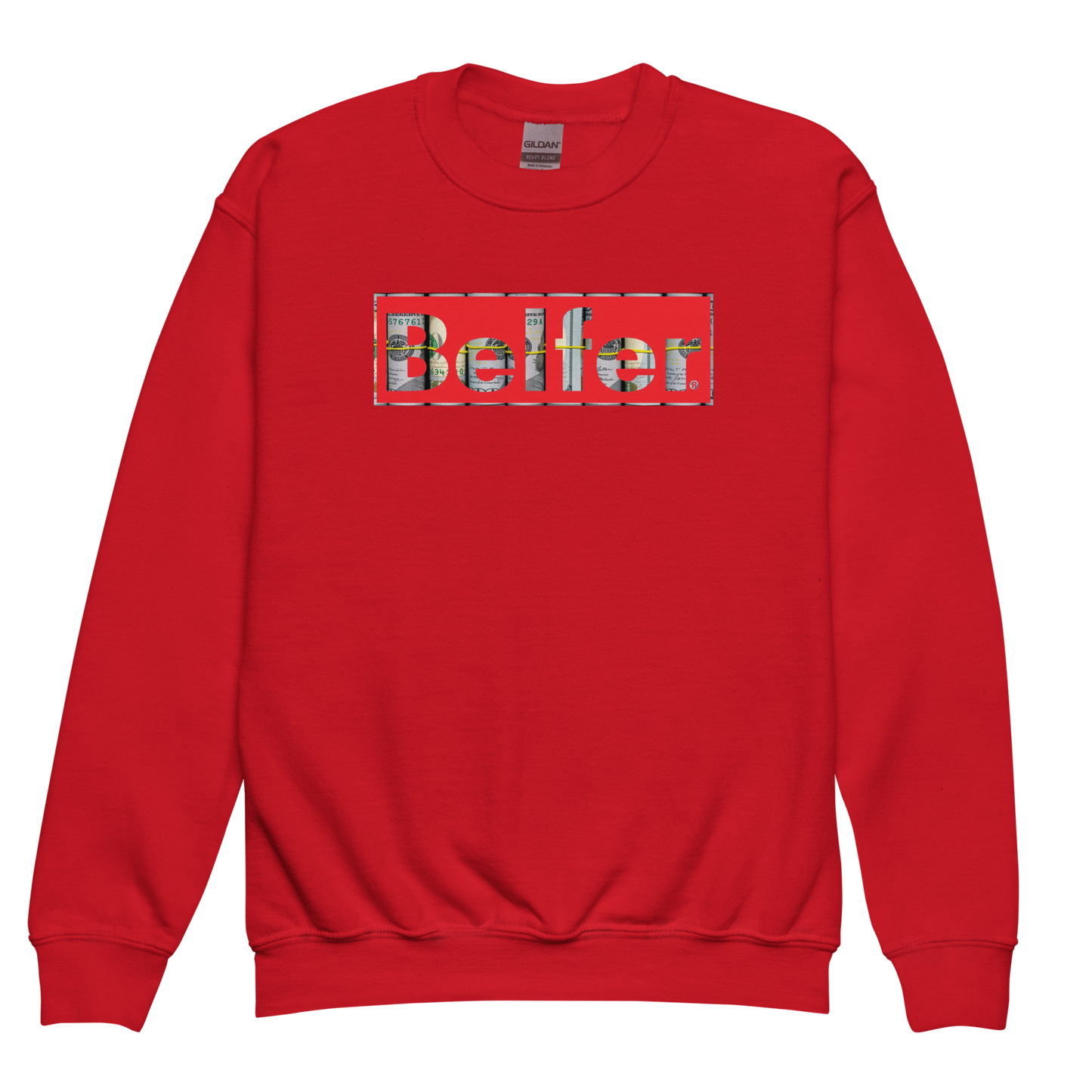 Belfer® Youth Sweatshirt Red Front — Belfer® Premium Kids Streetwear UK
